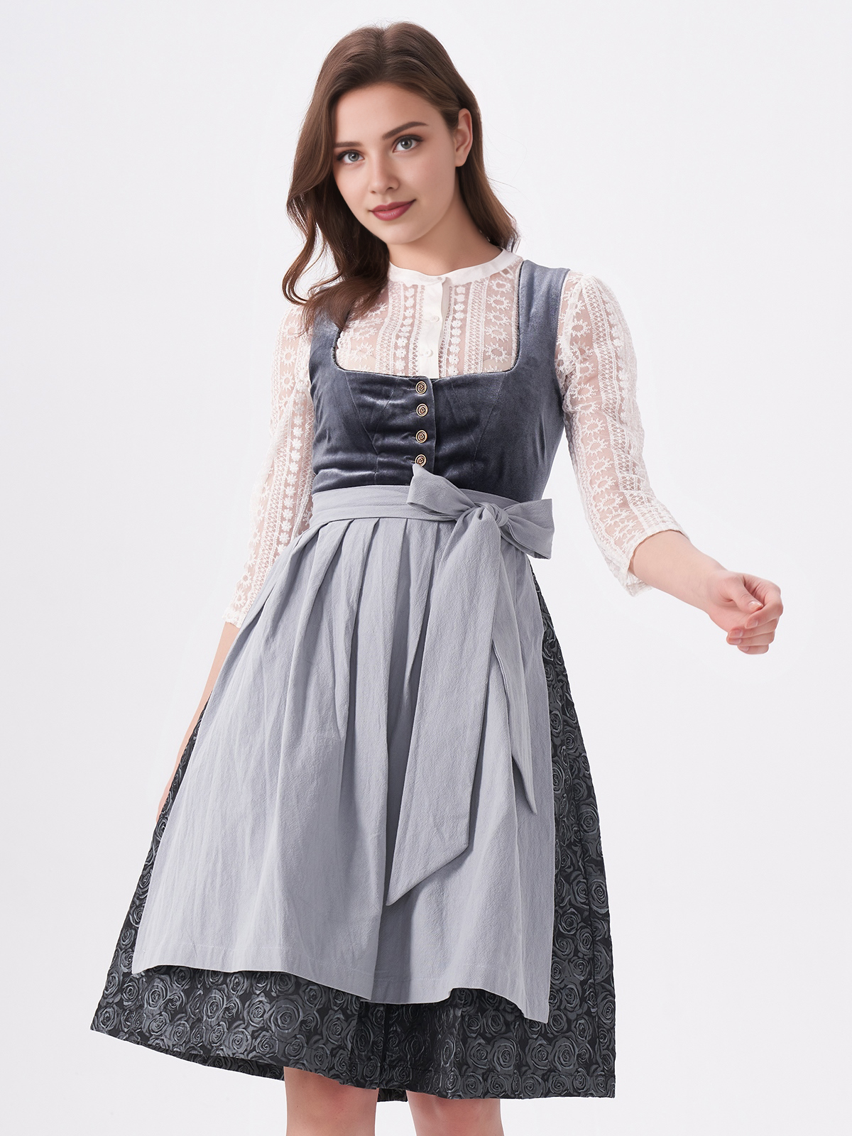 Moderne Dirndl Bluse in Blau
