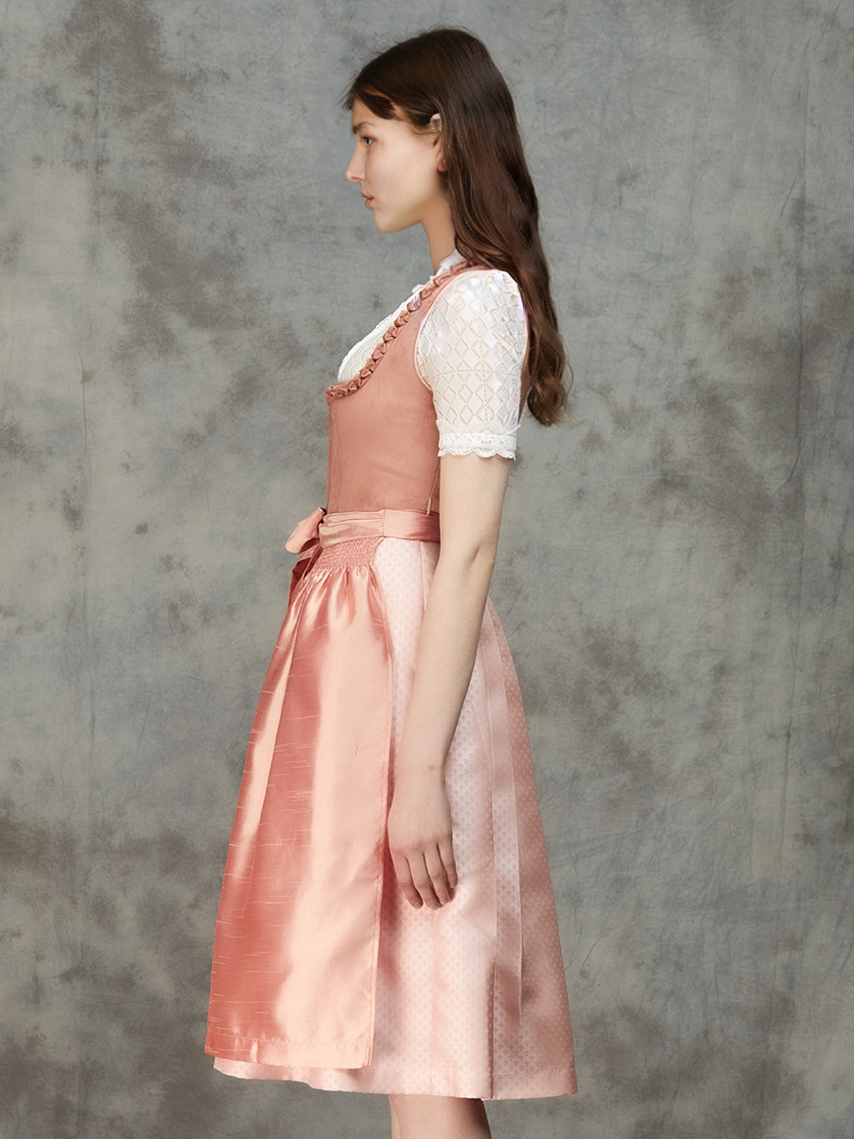Dirndlbluse langarm hochgeschlossen in Rosa