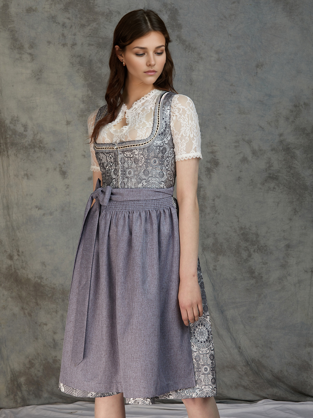 Dirndl Midi Schwarz Rot
