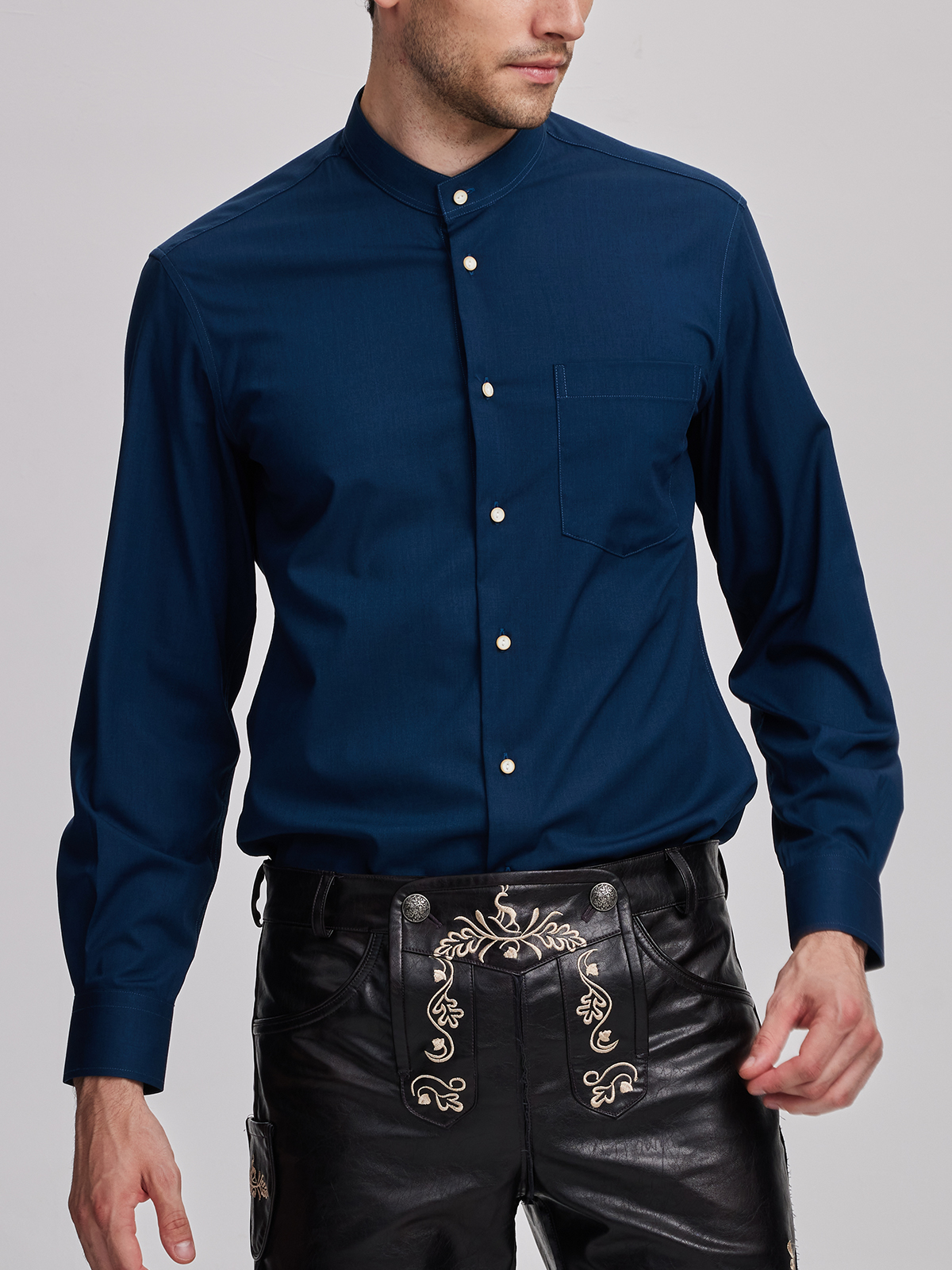 Elegante samt Bluse in Blau