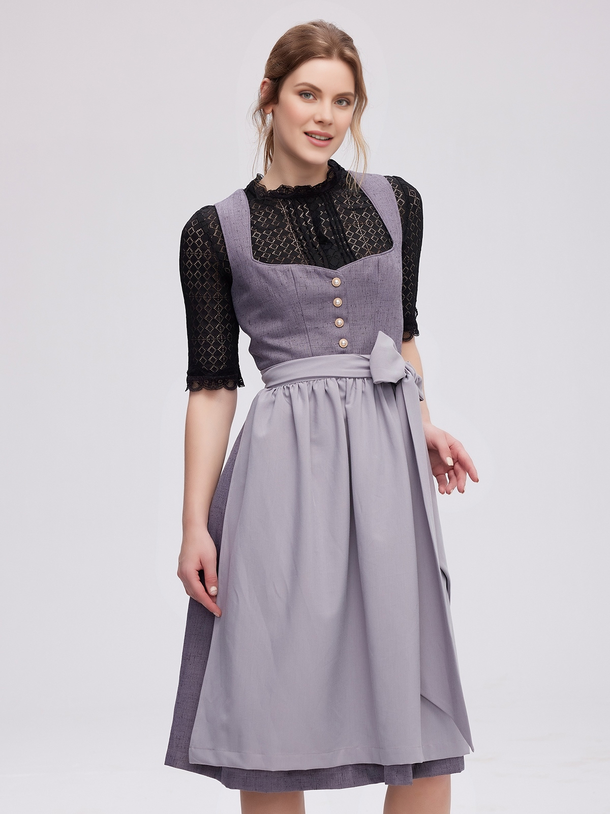 Moderne Midi Dirndl in Grau