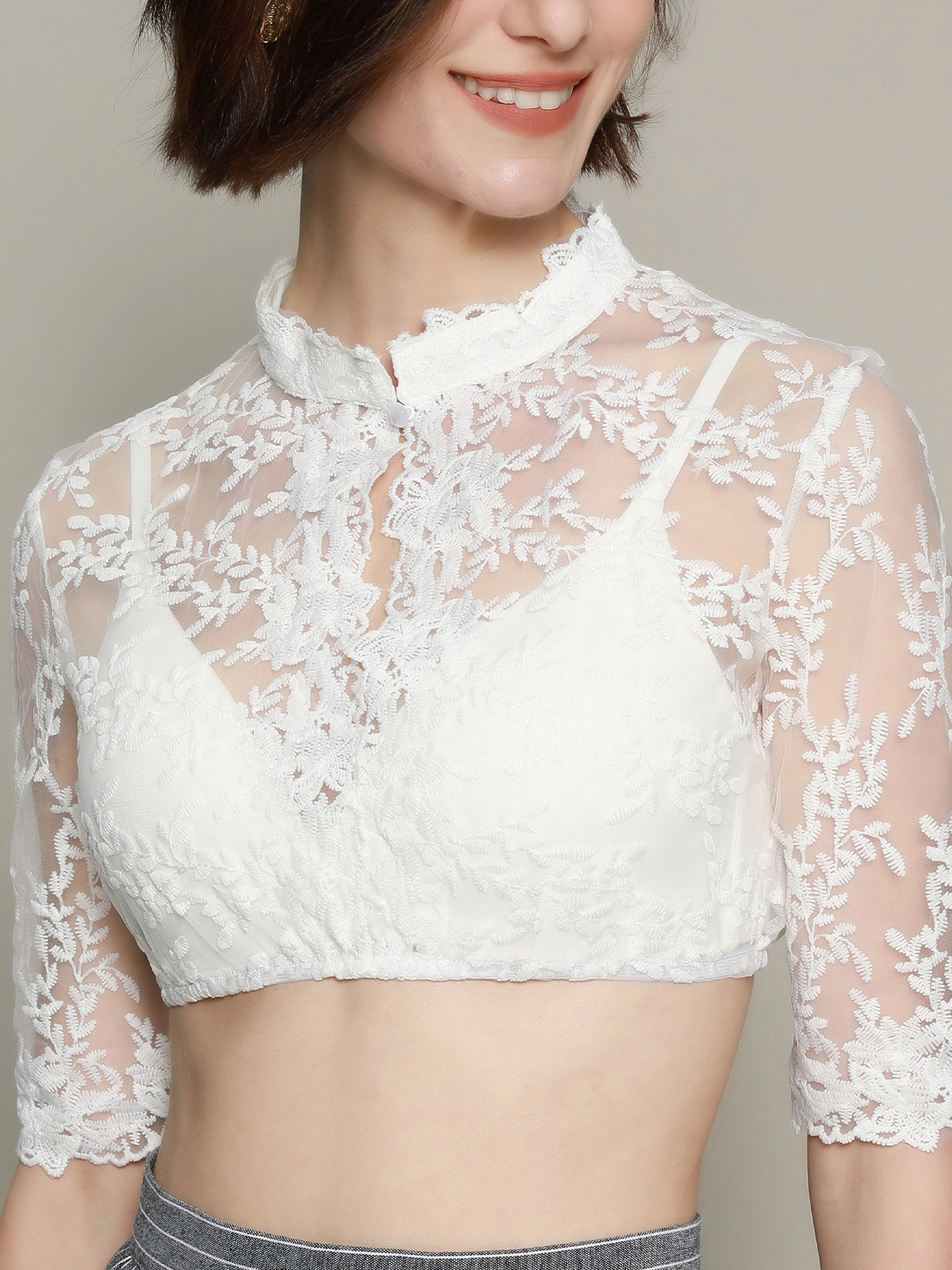 Ehreer Dirndl Bluse in Weiß