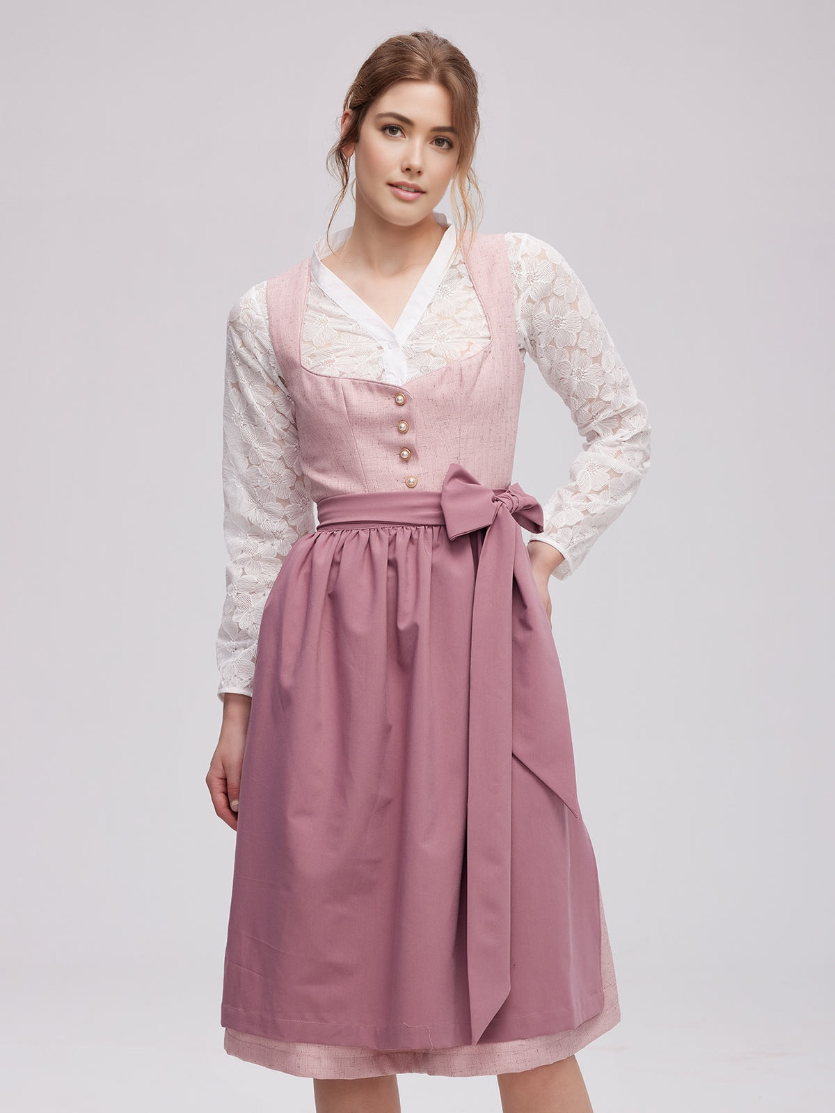 Dirndl Rosa Grau