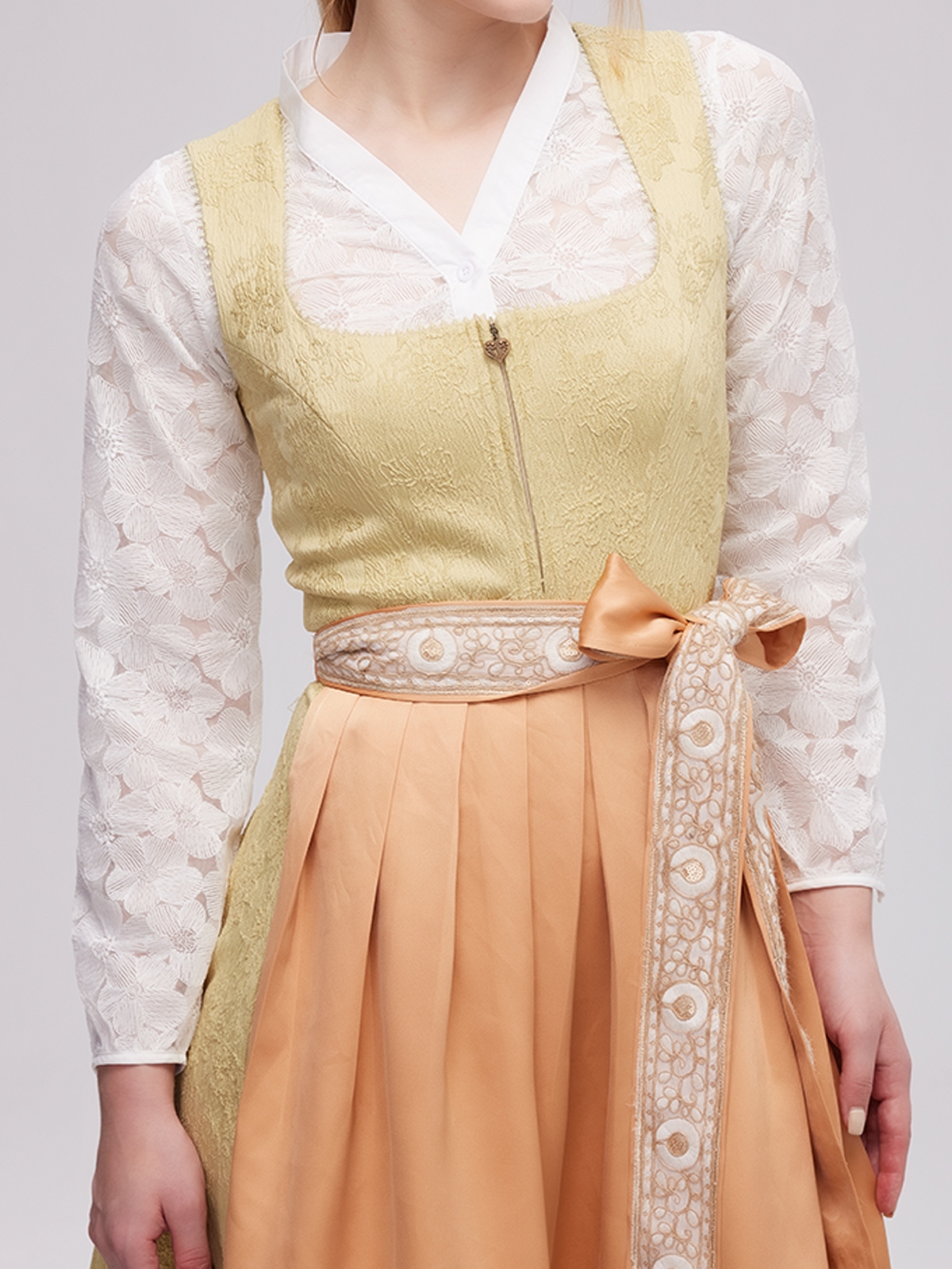 Dirndl Samt Grau in Gelb