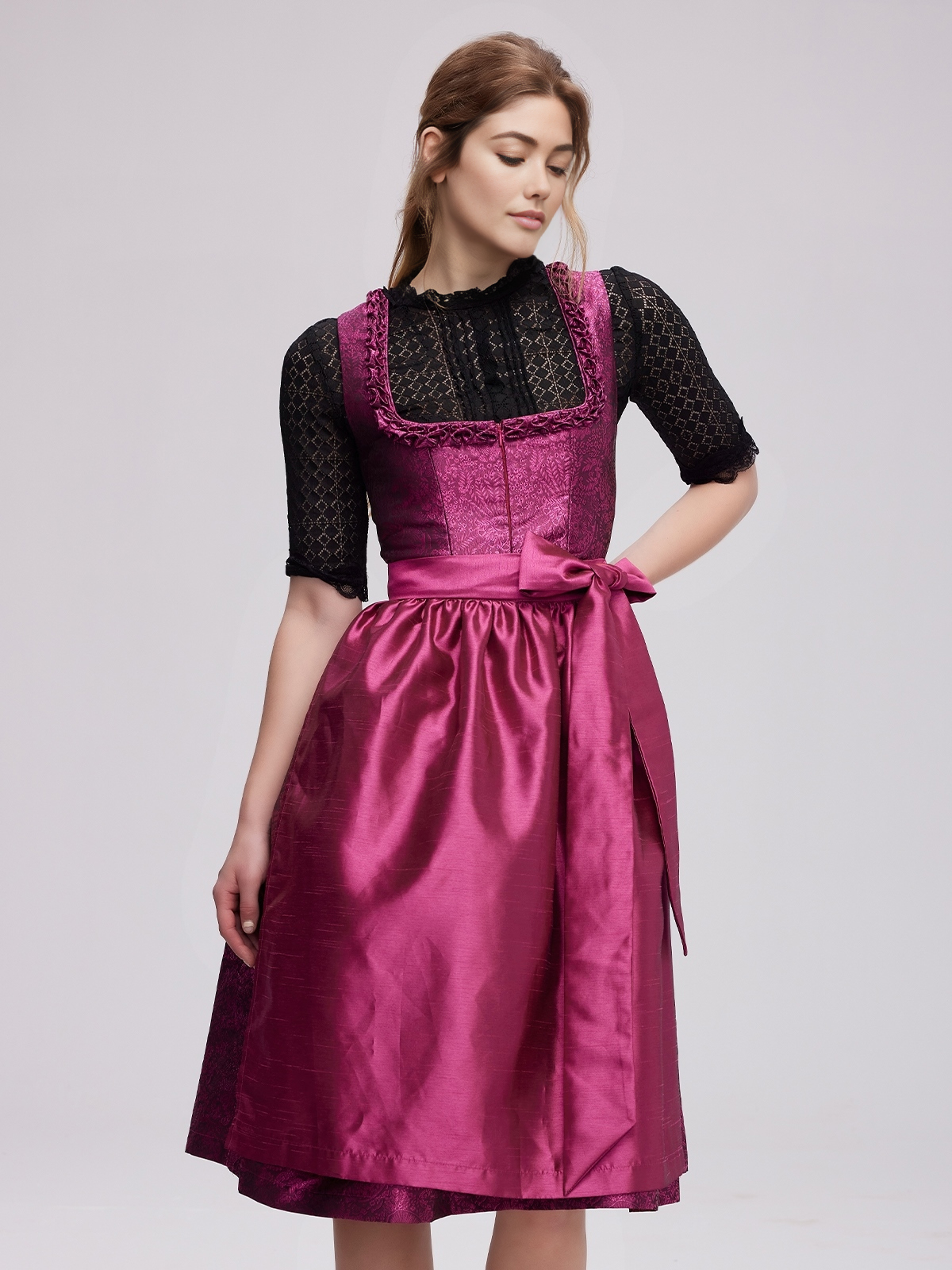 Dirndl Rot Schwarz Midi