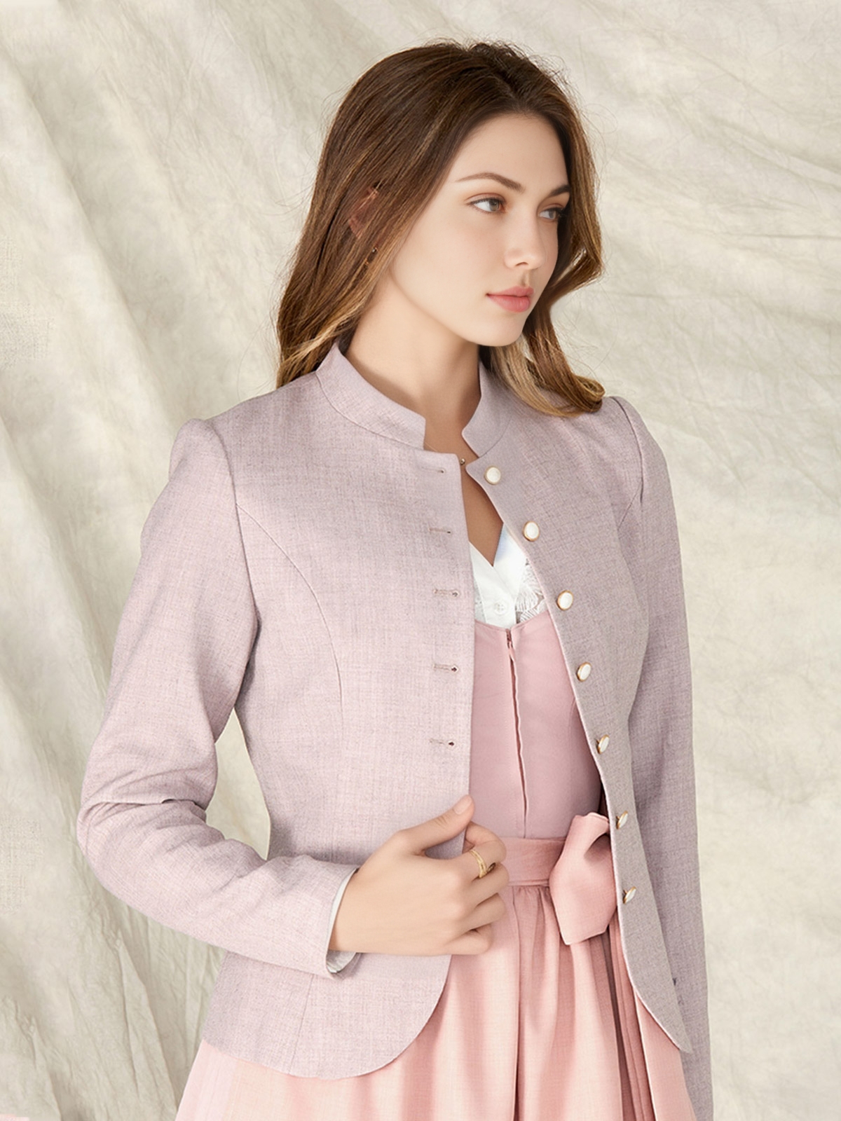 Dirndlbluse geschlossen in Lila