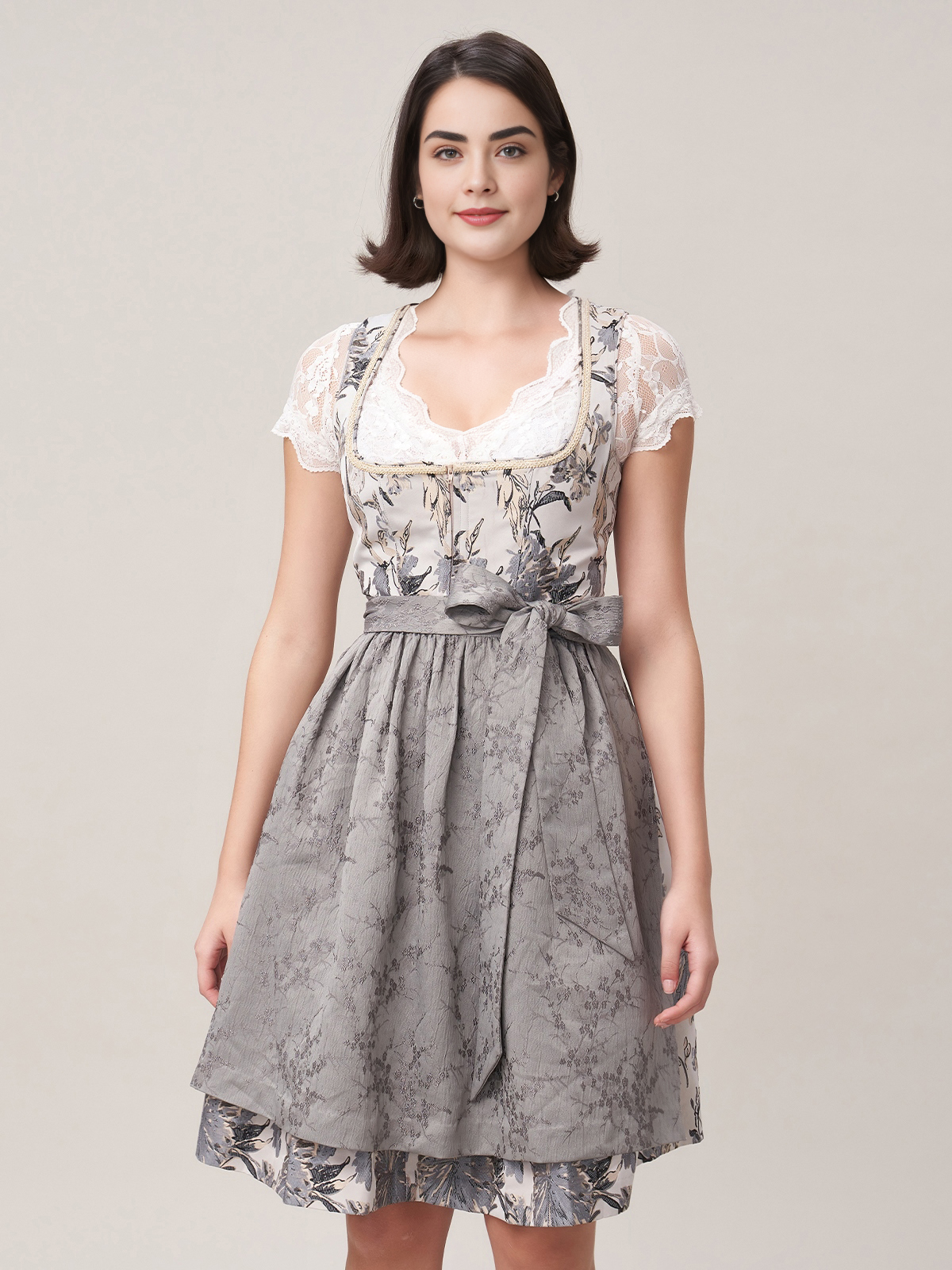 Dirndl mit Ausschnitt in Grau